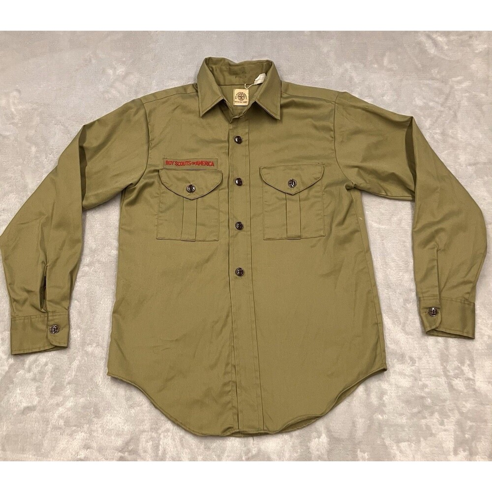 Boy Scouts of America Uniform Shirt Vintage Size 13 Green Khaki